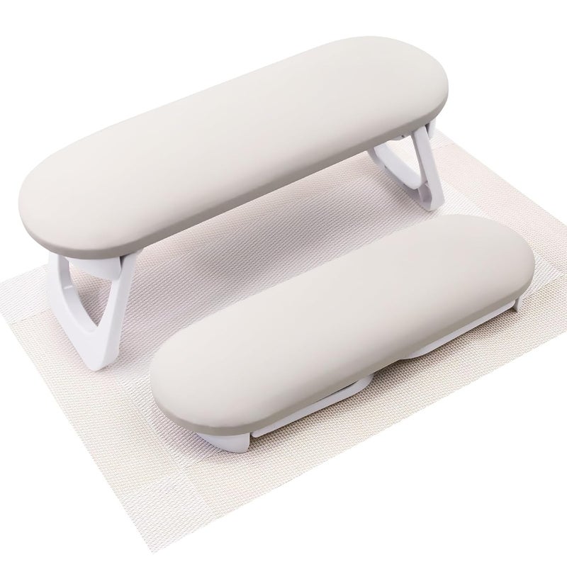 Subay Nail Arm Rest, Foldable PU Leather Nail Hand Rest for Acrylic Nails Cushion Hand Holder, Nail Hand Pillow Nail Art Accessories Tool for Nails Tech Manicure Pedicure Salon Home Use - Light Gray - Image 1